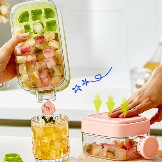 Лоток для льда с крышкой для морозильника, многоразовый вертикальный льдогенератор для быстрого приготовления льда, бесконтактное открывание, простая пресс-форма для льда для коктейлей из виски