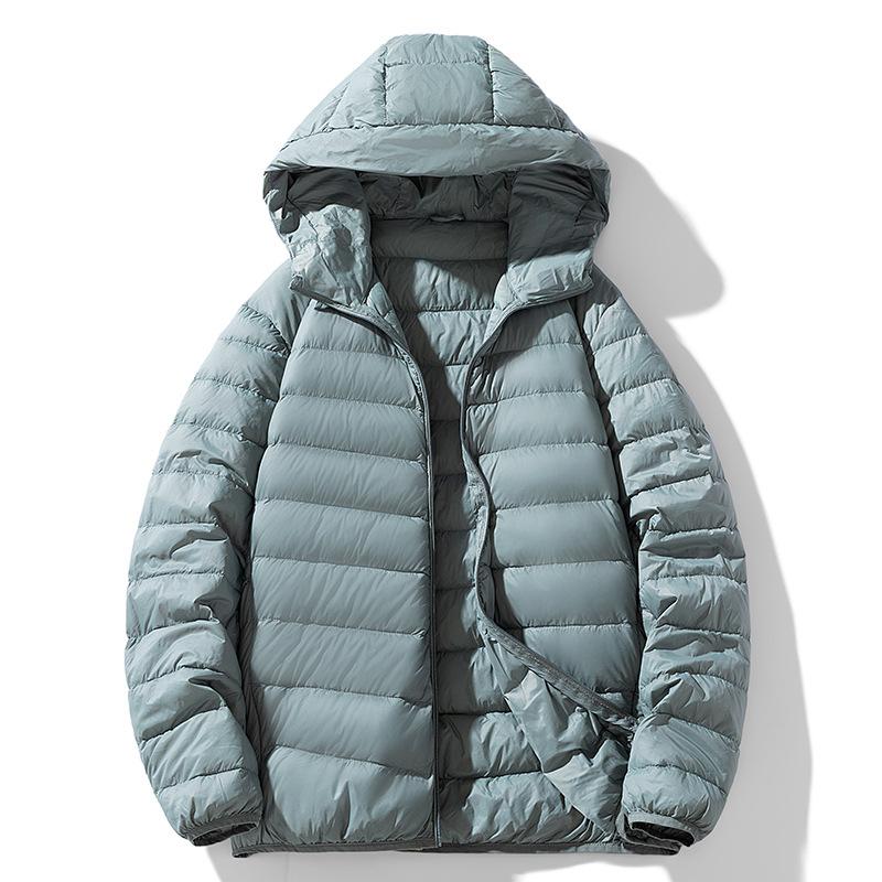Зимняя легкая куртка-пуховик для мужчин, новая куртка-пуховик с капюшоном, зимняя белая куртка-пуховик для мужчин, простая повседневная мужская одежда