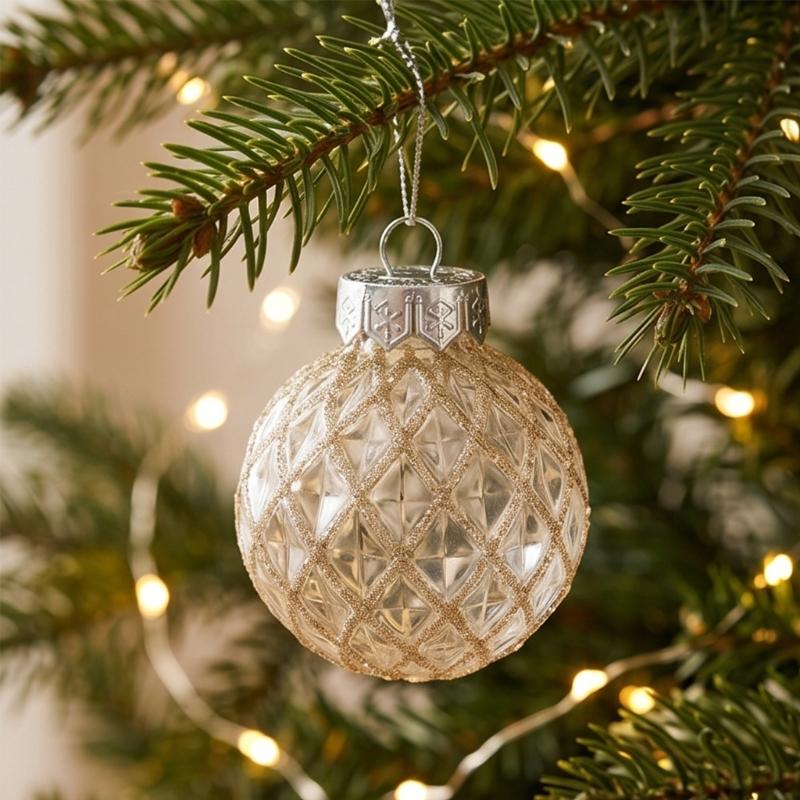 Storage Tray Christmas Ornament Ball Set, Plastic Tree Collection with Mixed Style Finish for Seasonal Use