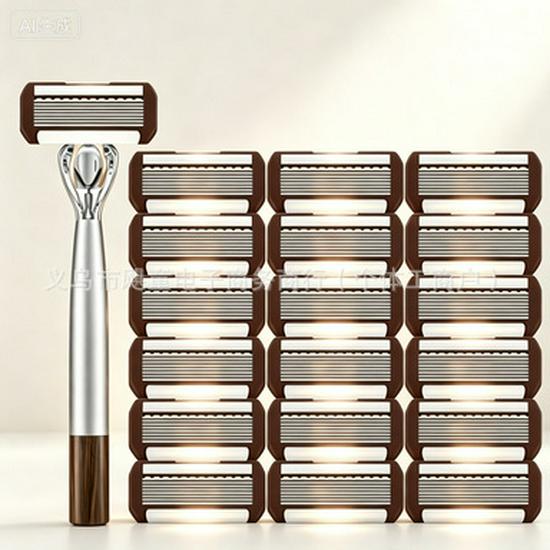 8-Blade Men's Manual Razor for Shaving Beard and Face with Sharp Blade Holder