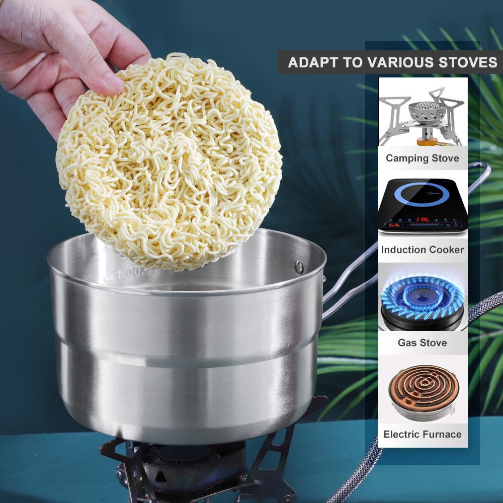 1.5L Stainless Steel Lunch Case with Storage Bag Camping Pot for Backpacking Hikiing Fishing