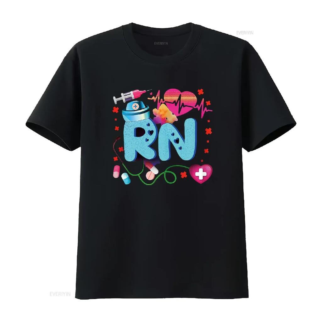 Mens Registered Nurse RN Tie Dye Funny T Shirt Black vintage Washed homme Top For Everyday Wear Soft Stretched Comfortable