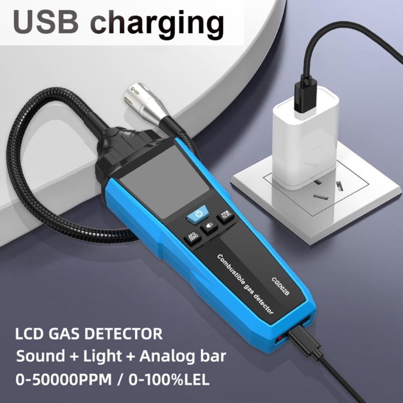 Портативный анализатор утечки горючего природного газа, точное обнаружение с помощью звукового и светового сигнала