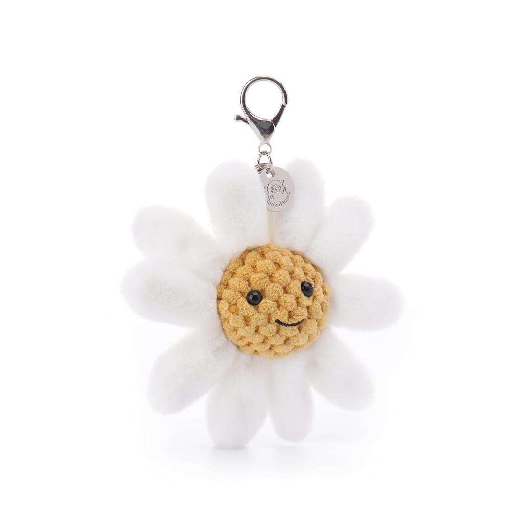 Apricot Lamb Daisy Flower Cute Soft Keychain Plush Toy, Perfect for Boys and Girls, Fits Kids Backpacks and Purses, 13cm