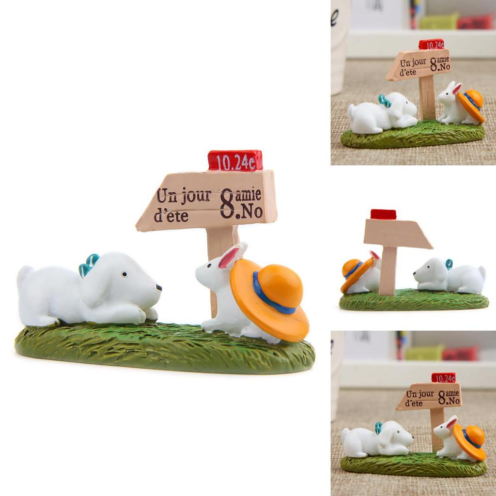 Resin Cartoon Garden Sign With Dog And Rabbit Design For Home Garden Decor