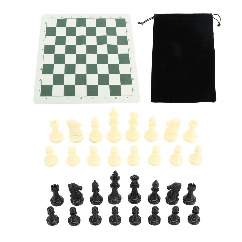 Portable Chess Set Travel Chess Board Game Set Imitation Leather PU Checkerboard 32 Chess Pieces