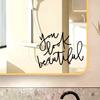 Minimalist Handwritten Vinyl Mirror Sticker with Your Beautiful Body Front View