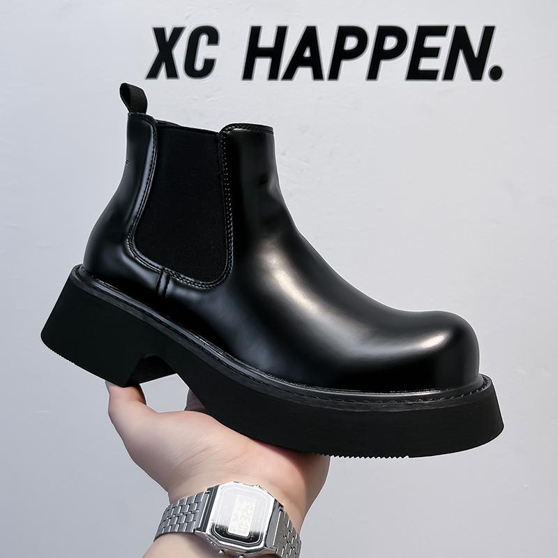 Мода Новые модные мужские высокие кожаные ботинки Модный минималистский дизайн в стиле вечеринки для отдыха мотоциклетные мужские ботинки на толстой подошве