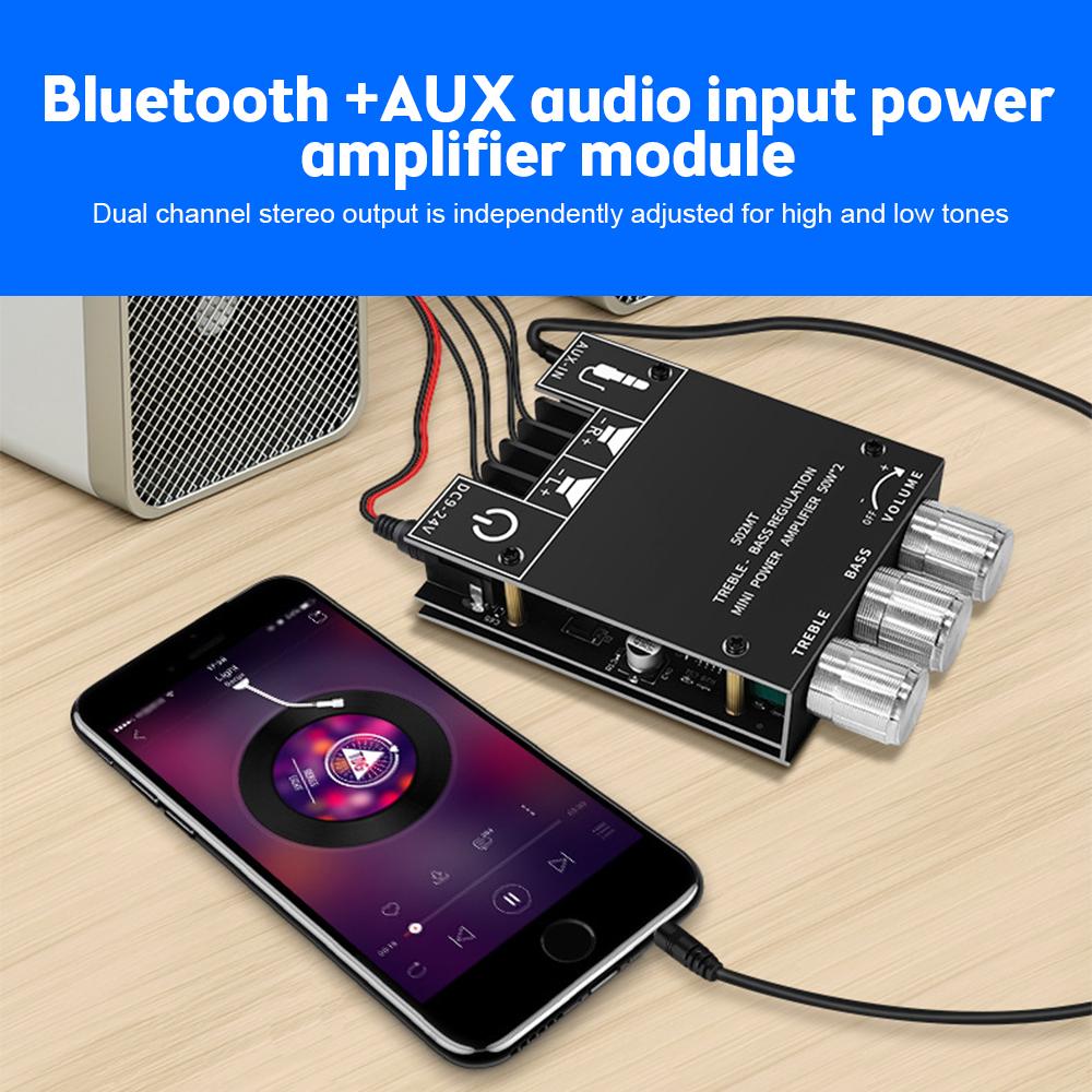 ZK-502MT Bluetooth 5,0 Плата усилителя сабвуфера 2,0-канальная плата стереоусилителя высокой мощности 2X50 Вт Bass AMP