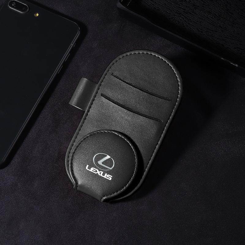 Hot New Leather Car Styling Car Glasses Clip Sun Visor Multi-function Sunglasses Clip For Lexus ES