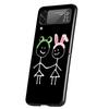 Cartoon Stickman Matchman Cover Phone Case For Samsung Galaxy Z Flip 7 6 5 4 3 5G Flip7 Flip6 Flip5 Flip4 Flip3 Black Fundas She