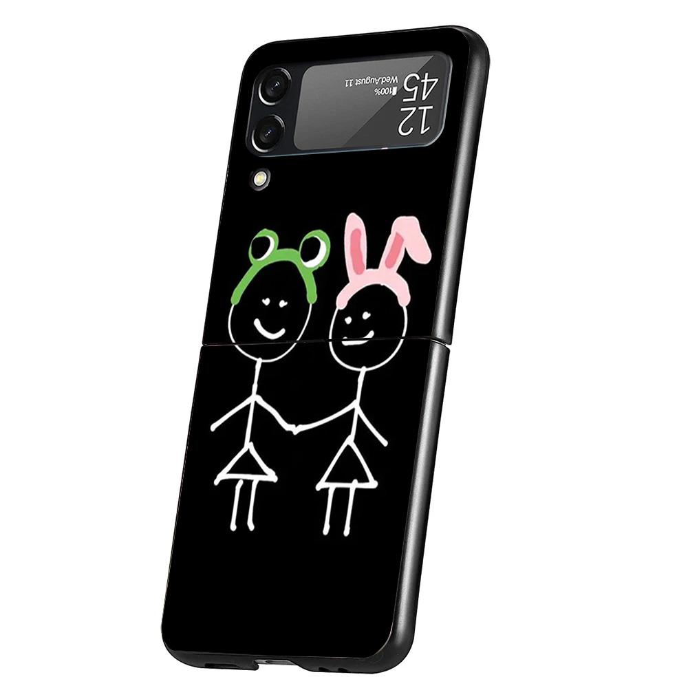 Cartoon Stickman Matchman Cover Phone Case For Samsung Galaxy Z Flip 7 6 5 4 3 5G Flip7 Flip6 Flip5 Flip4 Flip3 Black Fundas She