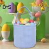Пасхальное ведерко в клетку для детей, сумка для хранения в детской, подарочная корзина для новорожденных с ручкой для вечеринок по поиску пасхальных яиц