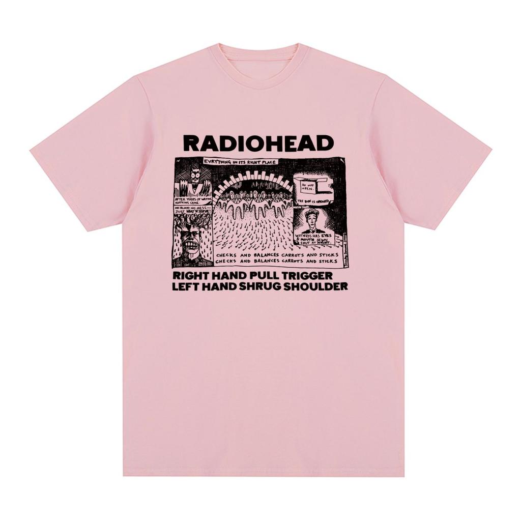 Radiohead Винтажная футболка Хип-хоп Рок-группа Унисекс Музыка милый мультяшный Ok Computer Хлопок Унисекс Футболка Новая Футболка Женские Топы