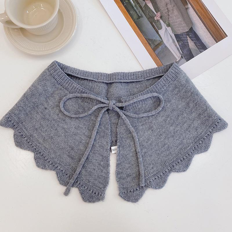 Теплая шаль с искусственным воротником, женские оборки, съемные воротники для женщин, вязанные лацканы Лолиты, полурубашка, шаль, украшение