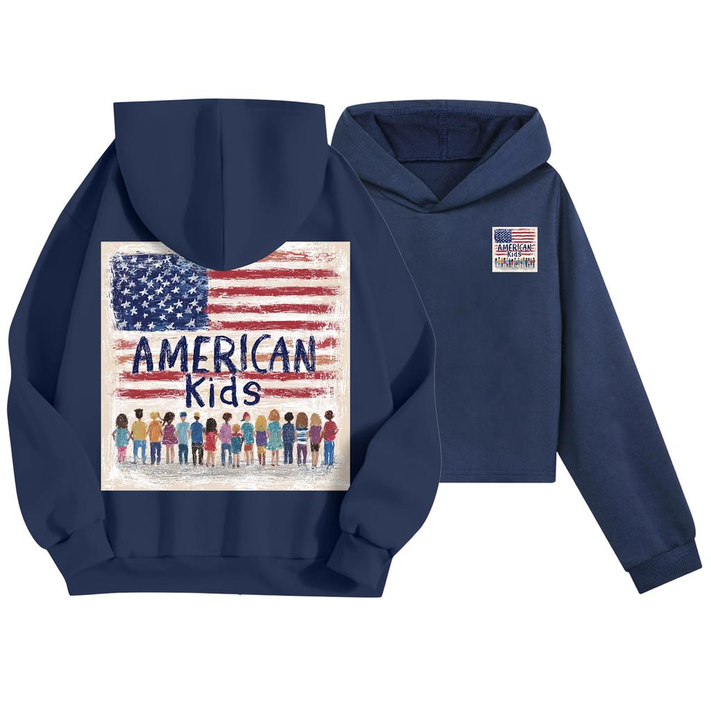 Детская повседневная модная толстовка с капюшоном и длинными рукавами с принтом американского флага