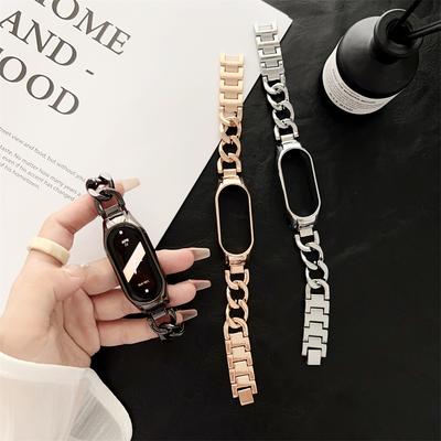 Металлический ремешок для Xiaomi Mi Band 8, 7, 6, 5, 4, 3, модная джинсовая цепочка, браслет из нержавеющей стали для Miband 5, 6, 4, 3, сменный браслет