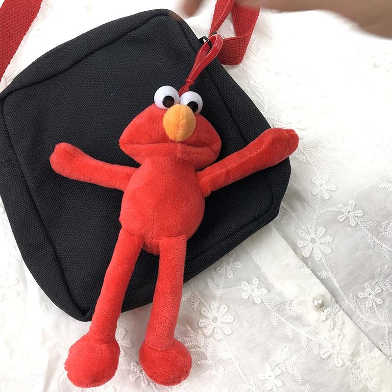 Sesame Street Long Legged Elmo Frog Keychain Plush Toy Book Bag Pendant Gift Sunflower Decorative Hanging Ornament