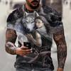 3D Print Wolf T-shirt For Men Summer Oversized Short Sleeve Tops Pullover 2023 Fashion Streetwear Men's Cool Clothes Cheap Tees