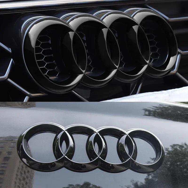 ABS Four Ring For Audi A3 A4 A5 A6 A7 A8 Q3 Q5 Q7 Q8 Car Accessories Car Logo Cover Front Grille Badge Rear Trunk Emblem Decal