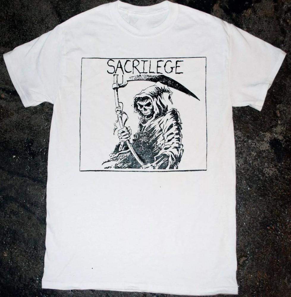 Sacrilege Жнец Футболка Рукав Размер от S до 5XL 100% Хлопок униСЕКС Унисекс Футболка