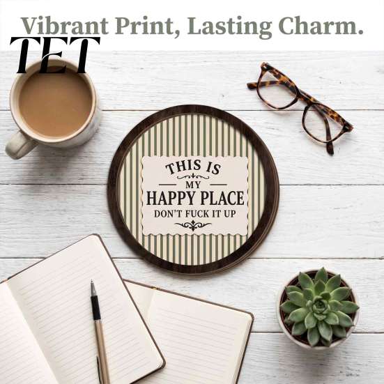 Funny Slogan Signs for Home Retro Wooden Striped Wall Decoration with Slogan, Rustic Hanging Ornament, Vintage Style Room Accents Round Mounted