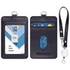Wisdompro Pass Commuter Pass Case with Card Employee ID Name Card PU For Black Case, Reel, Vertical, Double-Sided, ID/IC Case, Case, Holder, Leather,