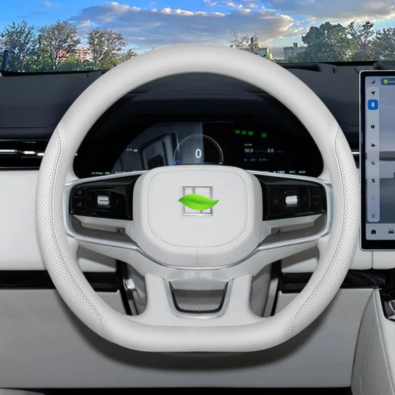 For Geely ZEEKR 9X 2025 2026 Steering Wheel Cover Case Nappa Leather Steering Covers Protector Car Styling Interior Accessories