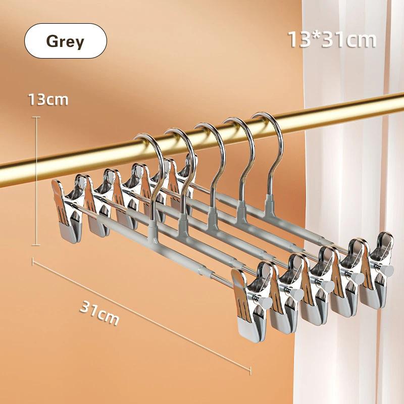 Windproof Metal Hanger For Clothes Home Pants Coat Non-Slip Drying Hangers With Adjustable Clips Closets Storage Organizer