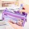 6-Layer Cartoon Mesh Pencil Case - Large, Transparent, Multi-Section Student Storage Bag