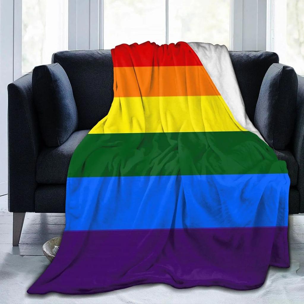Throw Blankets LGBT Gay Pride Lesbian Rainbow Flannel Blanket for Couch Sofa Blankets Large Bedding Gifts for Christmas New Year