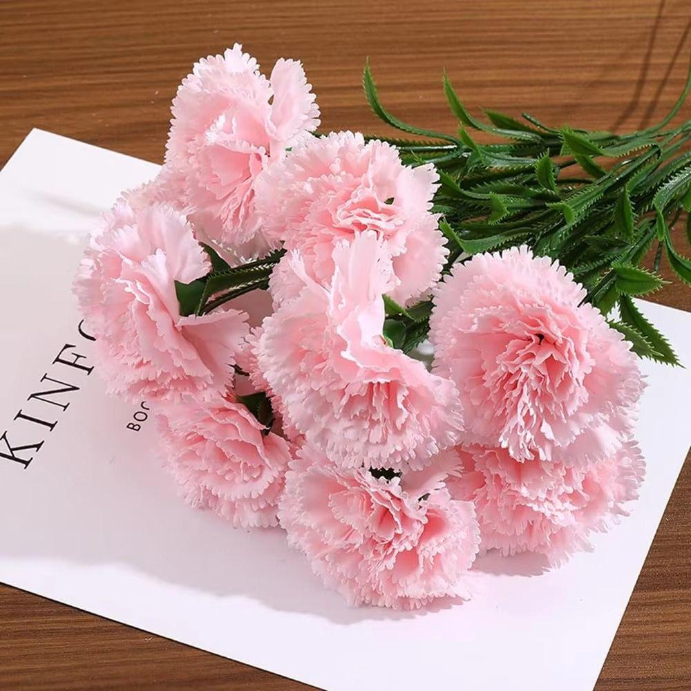 10Pcs Silk Artificial Carnation Pink Red Floral Arrangement Flowers Fake Bouquet Event Decoration