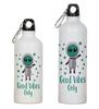 Printtoo Good Vibes Only Print Aluminium Sports Water Bottle With Carabiner Clip