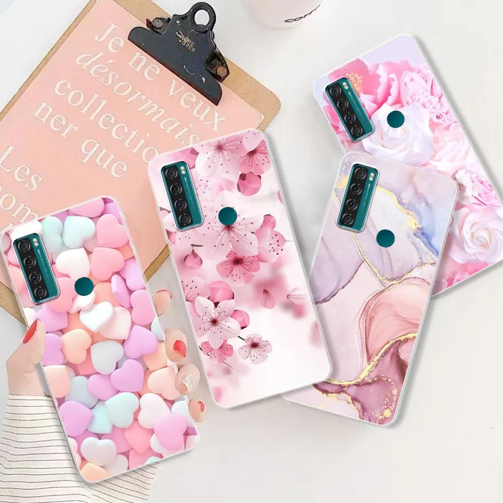 For TCL 20 SE Case 6.82 inch Cover For TCL 20 SE Flower Transparent Silicone Soft Phone Case Coque Bumper For TCL 20 SE Fundas