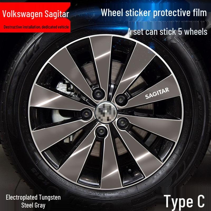Volkswagen Sagitar Wheel Hub Stickers: Electroplating Color Change, Warning, Scratch Protection