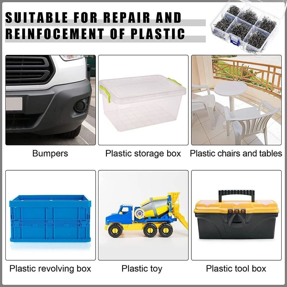 100 шт. Пластиковый степлер для ремонта Стандартные предварительно нарезанные волнистые скобы Новый ремонт бампера автомобиля