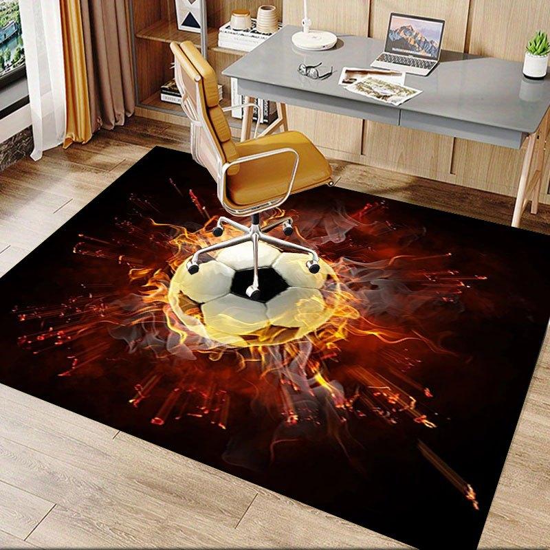"Flaming Soccer Ball Sports Poster"Office Mat Perfect for Home Decor Office Desk Chair Rugs Chair Carpet for office Polyester Chair Mat Gift