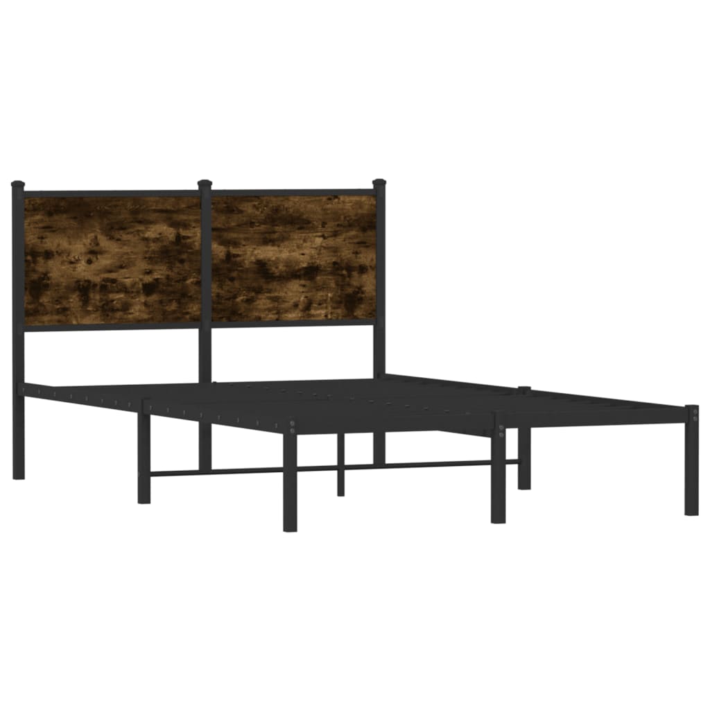 Metal Bed Frame without Mattress Smoked Oak Finish 120 x 190 cm