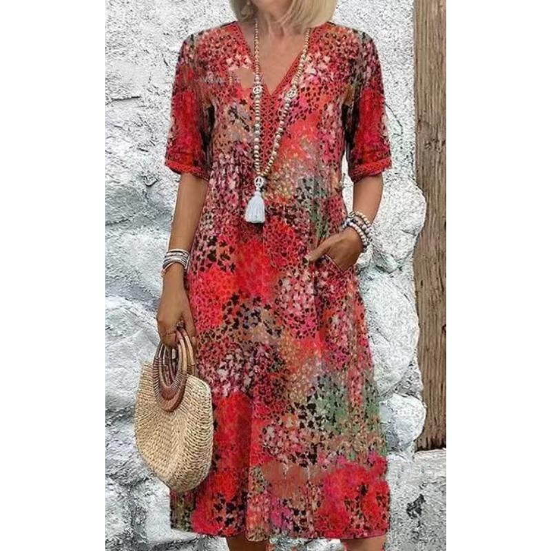 HNXC Женская мода лето весна повседневные платья с коротким рукавом и v-образным вырезом