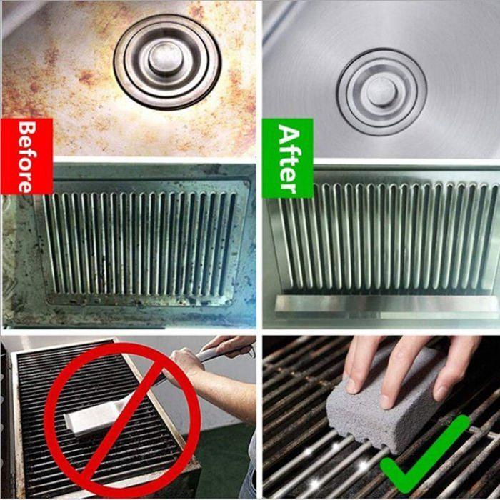 Ahlsen 4 Pièces Pierre De Nettoyage pour Barbecue, Bloc De Nettoyage De Pierre Ponce, Outil De Nettoyage De Barbecue, Enlever Les Ta
