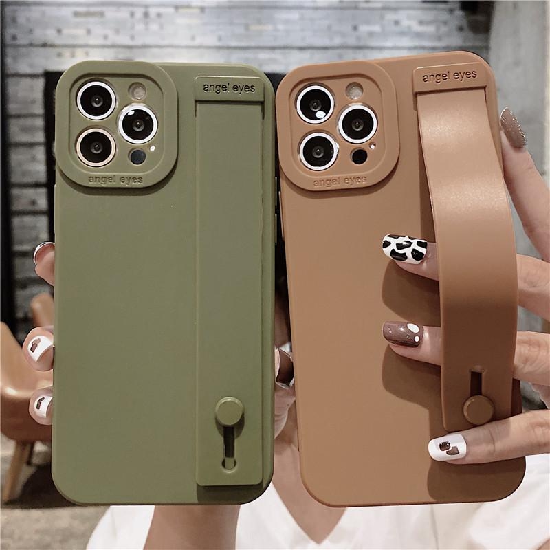 Модный винно-красный резиновый ремешок на запястье, чехол для телефона с кронштейном для Iphone 13 Pro Max 11 12 Xs X Xr 7 8 Plus, чехол на руку, мягкий бампер