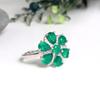Elegant Natural Green Agate Gemstones Flower Design Ring 925 Sterling Silver Fine Jewelry for Women Valentines Gift