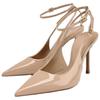 Zara Elegant Patent Leather Effect Open-Back Stiletto Heels 10.5cm Women Heels Beige 2233510