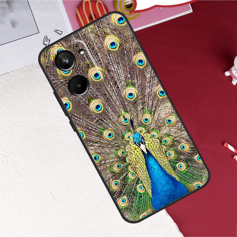 Чехол с узором «Павлин» для Realme GT7 Pro 15 10 11 12 13 14 Pro Plus C67 C65 C63 C61 C55 C53 C51 C35 C75 C71