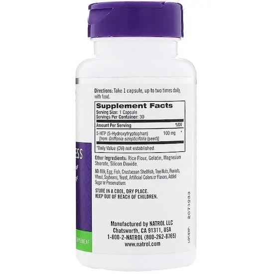 Natrol 5-HTP, 100 мг, 30 капсул