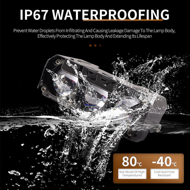 Светодиодный прожектор для мотоцикла, двухцветный дальний/ближний свет, противотуманные фары для автомобилей, грузовиков, внедорожников, UTV, 12 В, 60 В, мини-линзовая фара дальнего света