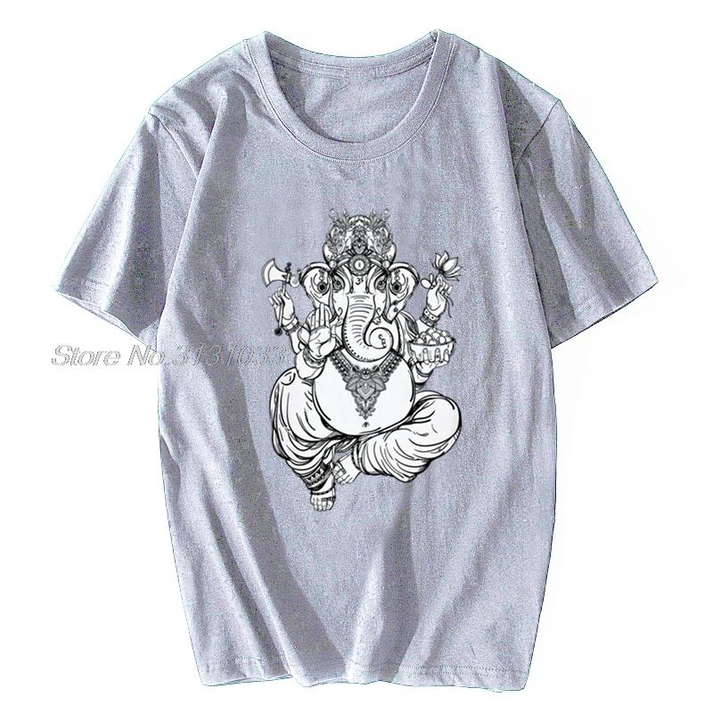 Ganesha Tshirt Elephant God T Shirt Unisex Black White Tshirt Simple Casual Birthday Gift Cotton Tops Tee Harajuku Streetwear