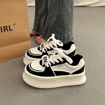 Модная горячо продаваемая обувь на толстой подошве из губчатого материала, увеличивающая рост, белая, модная удобная повседневная обувь на шнуровке