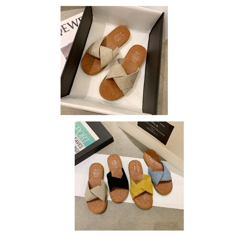 Летние сандалии тапочки женские на открытом воздухе 2 плоские крест женские тапочки женская обувь