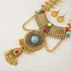 Bohemian Retro Alloy Rhinestone Turquoise Tassel Earrings & Necklace Set